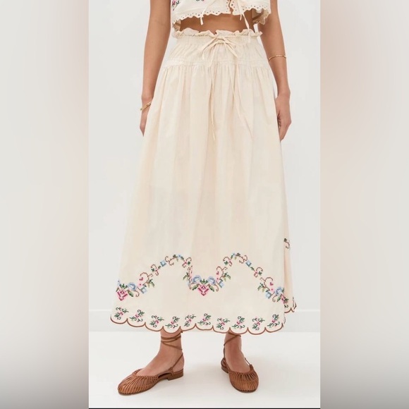 Moon River Dresses & Skirts - Women’s Embroidered Cream Midi Skirt
